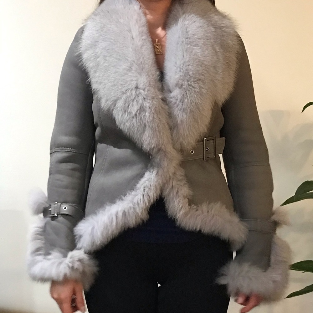 Real leather and fox fur jacket